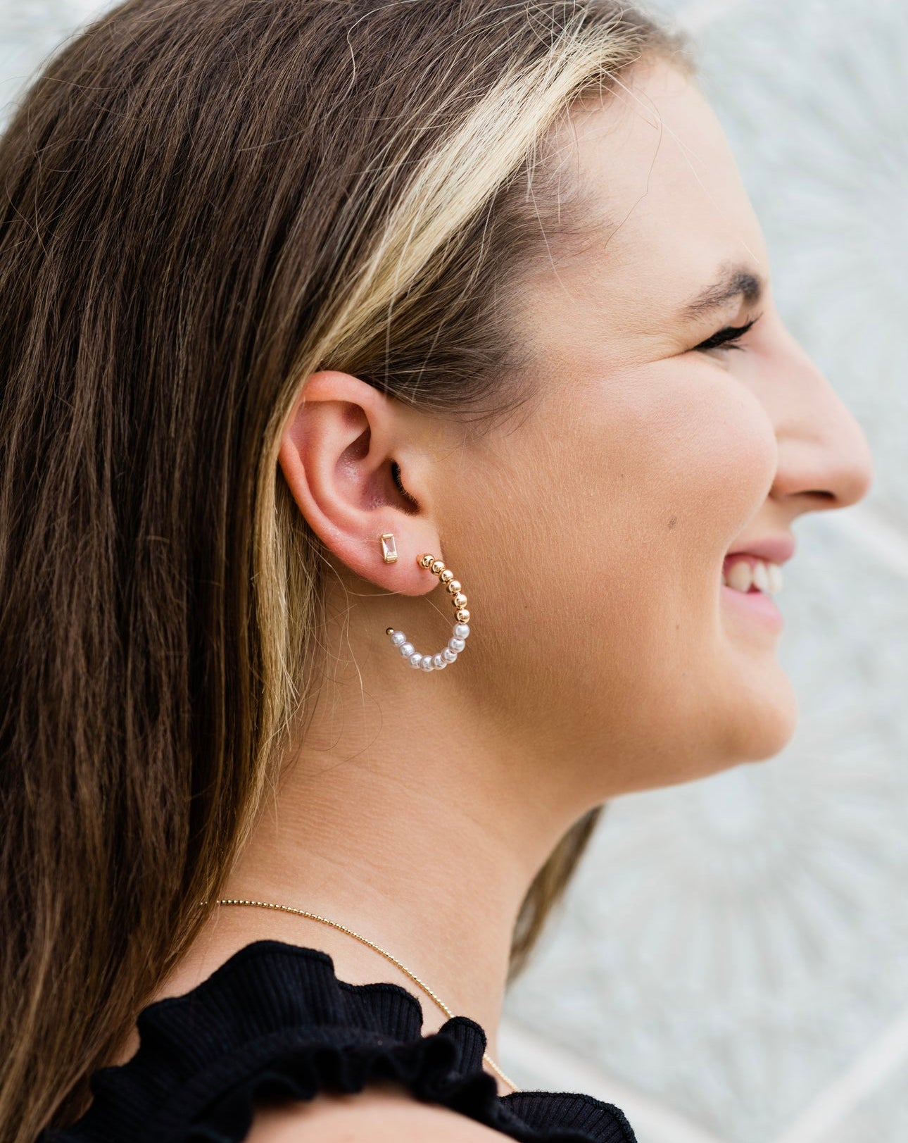 Gold and Pearl Hoop Earrings (18K Gold Filled)