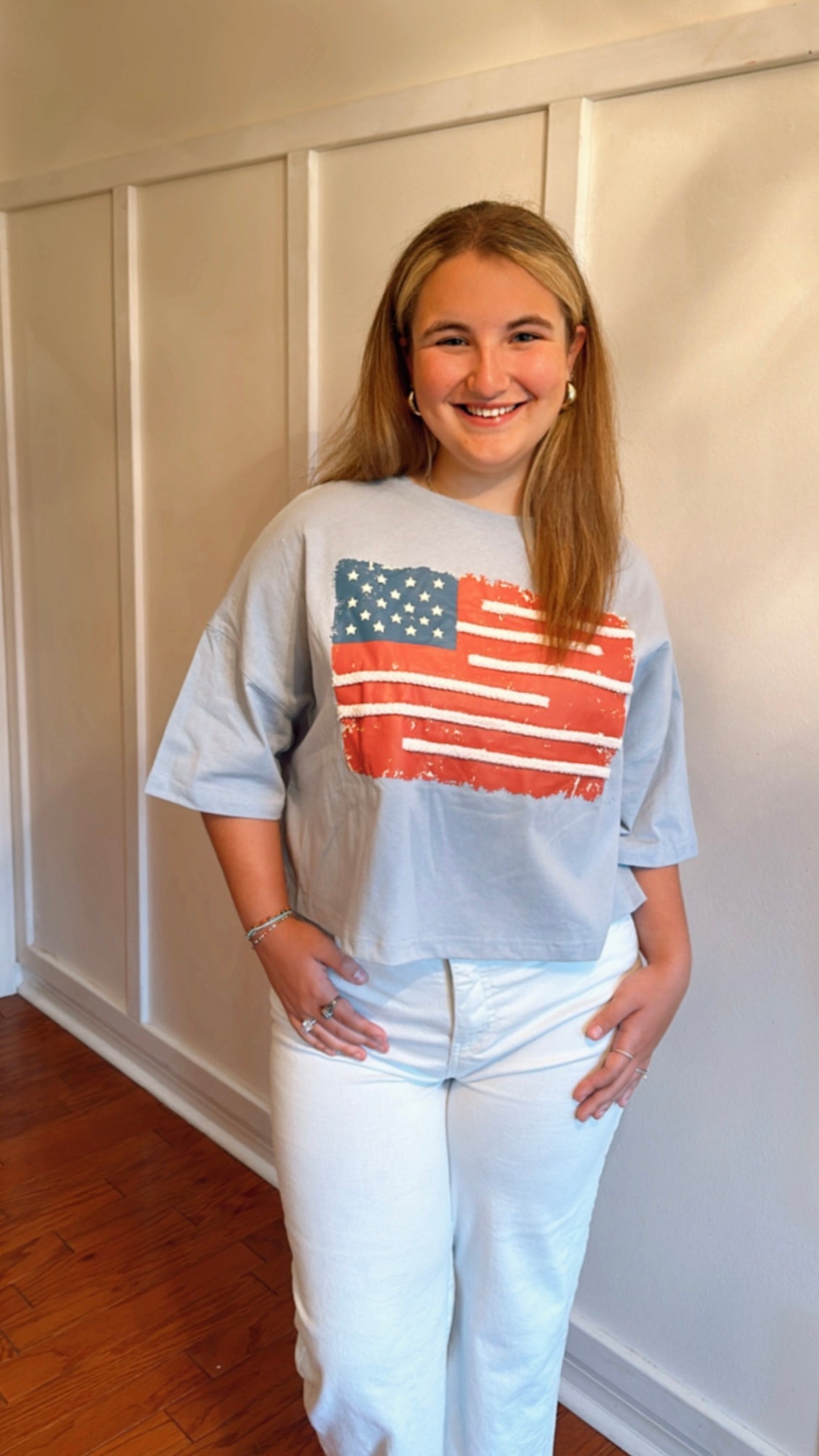 Vintage USA Flag Tee(PeachLoveCalifornia)
