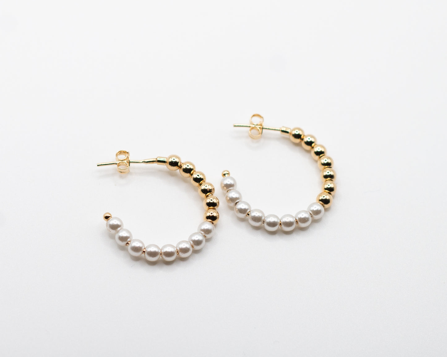 Gold and Pearl Hoop Earrings (18K Gold Filled)
