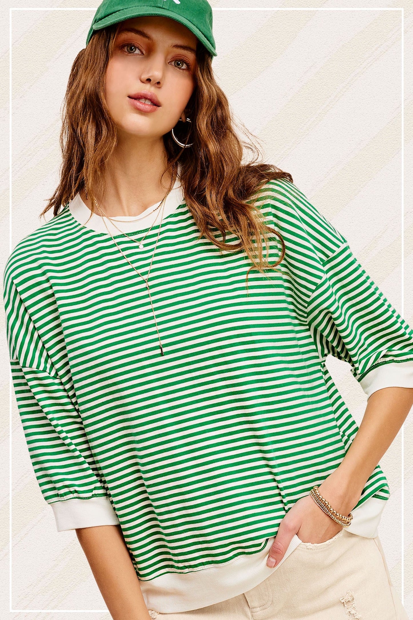 Kelly Green Striped Shirt