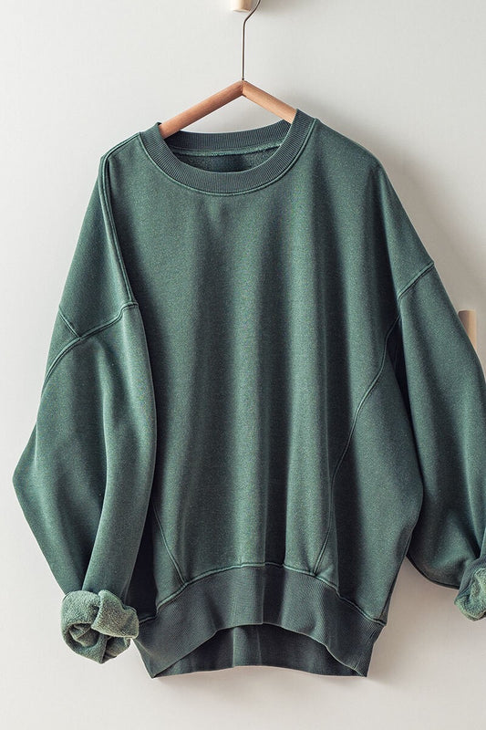 Pigment Washed Sweatshirt, Deep Emerald