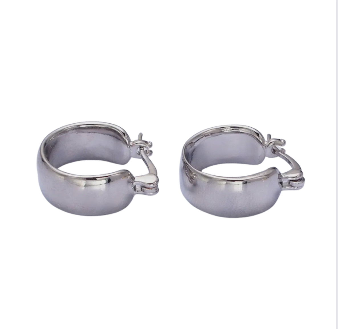 Silver Dome Hoops (16K White Gold Filled)