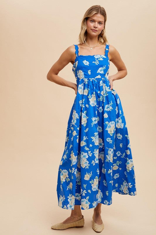 Scallop Floral Maxi Dress