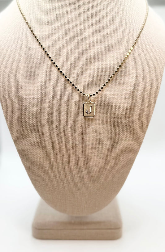 Initial Necklace (18K Gold Filled Flat Beaded Chain)