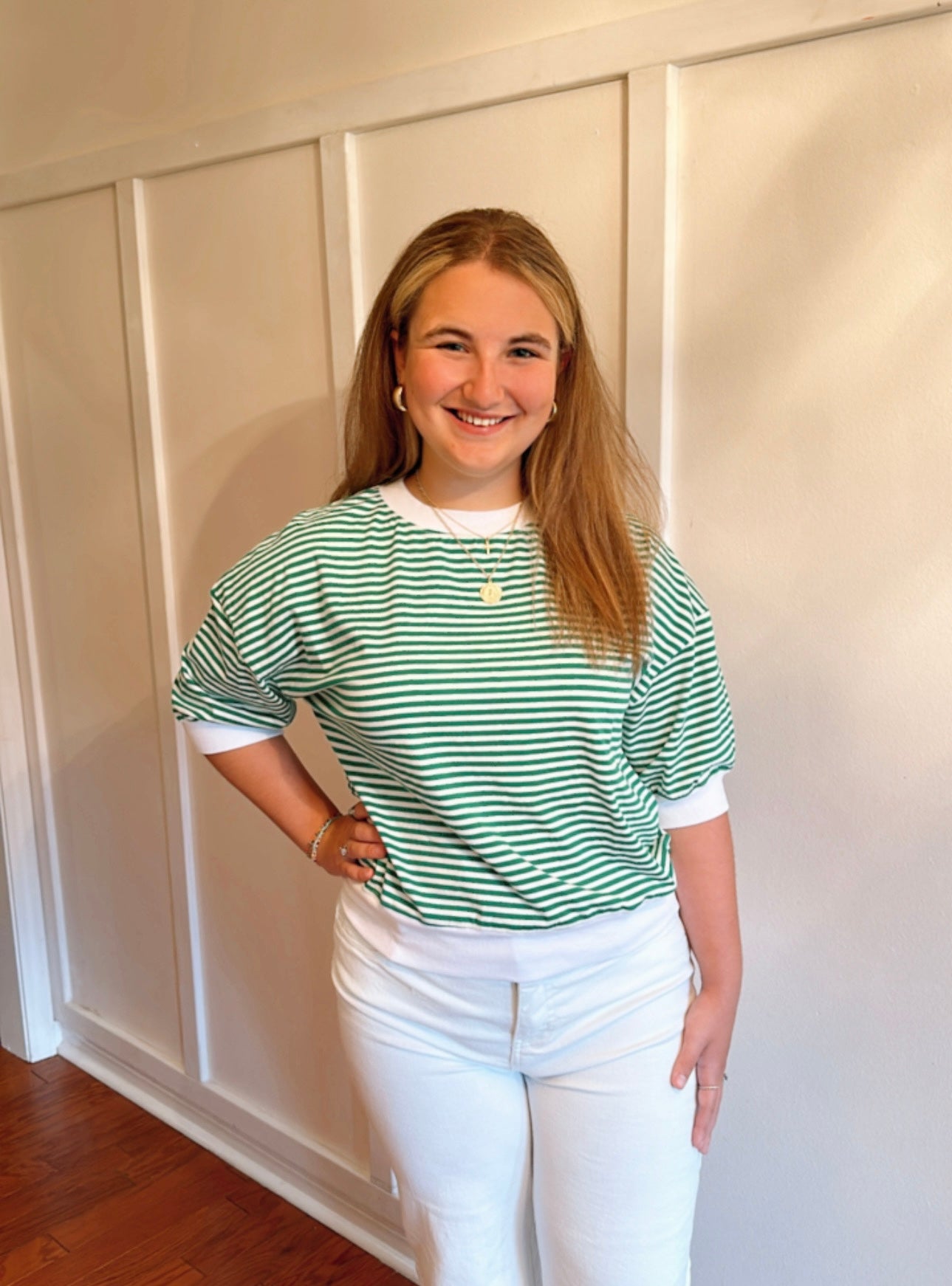 Kelly Green Striped Shirt