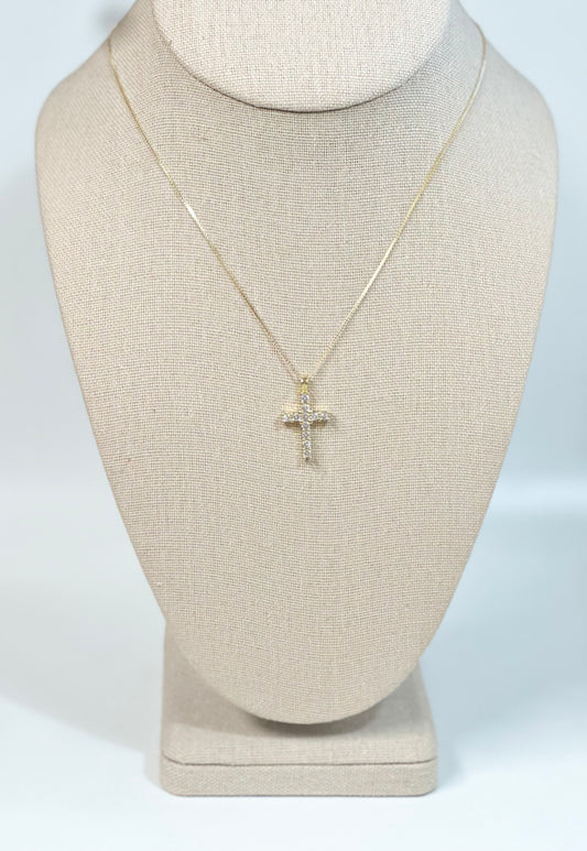 Cz Cross Necklace (18K Gold Filled)
