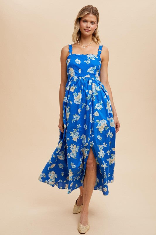 Scallop Floral Maxi Dress