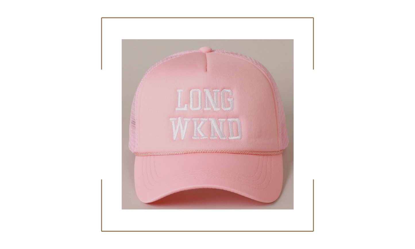 Long WKND Foam Trucker Hat Blush Pink