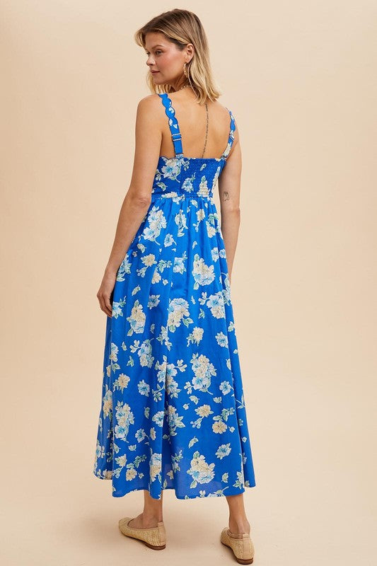 Scallop Floral Maxi Dress