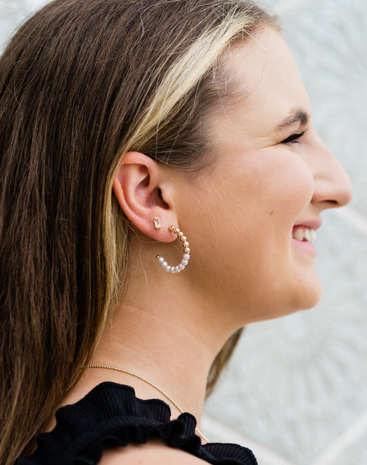 Gold and Pearl Hoop Earrings (18K Gold Filled)