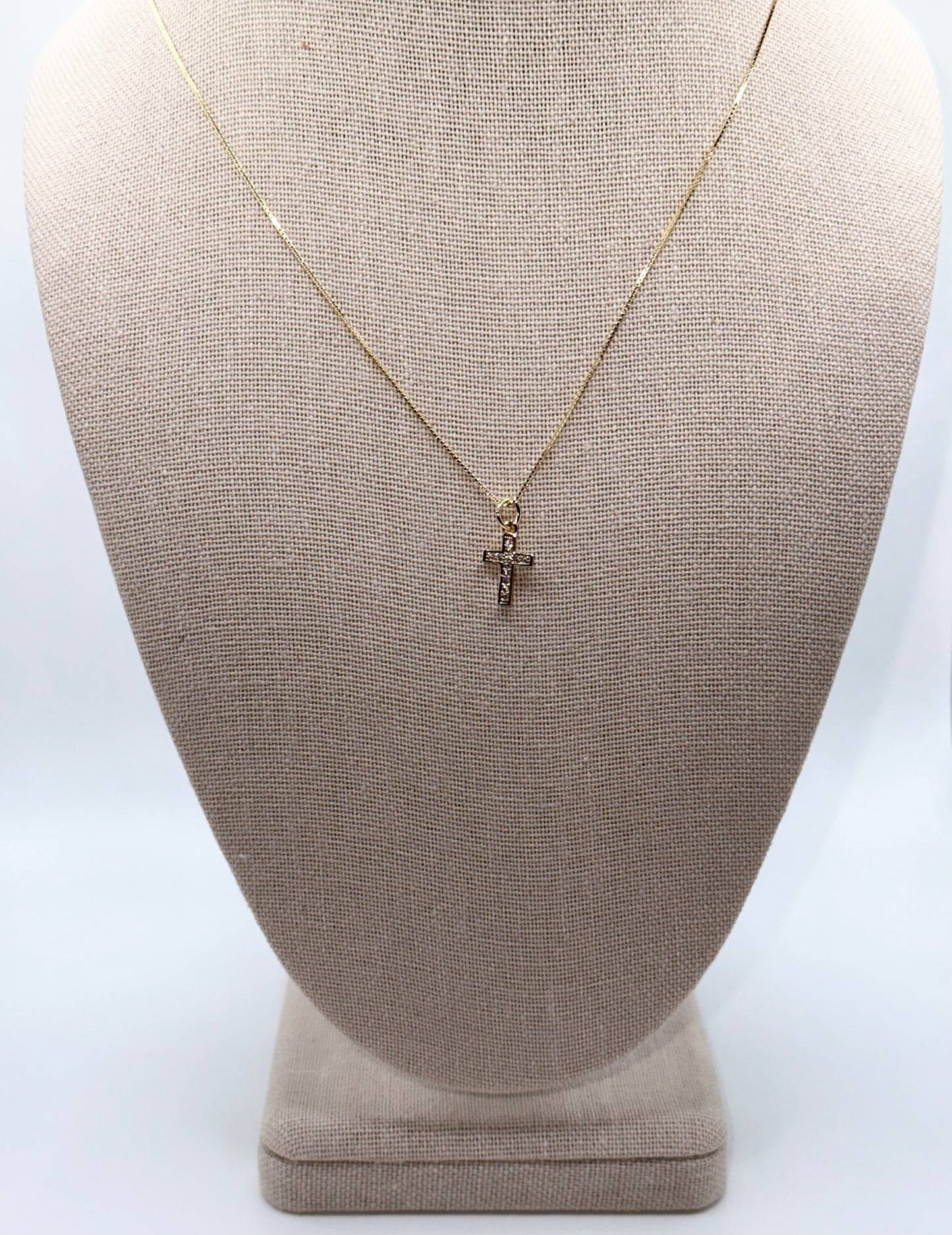 Mini CZ Cross Necklace(18K Gold Filled)