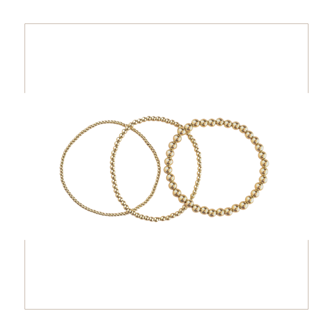 Lilly Stretchable Beaded Bracelet 4mm(14K Gold Filled)